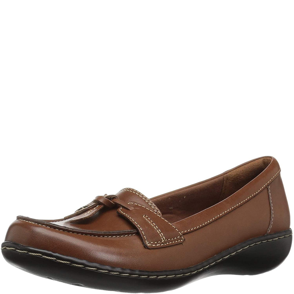 Clarks Collection Women's Ashland Bubble Loafers Leather Brown Tan 9M